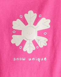 Baby Girl Snowflake Long-Sleeve Graphic Bodysuit - Pink