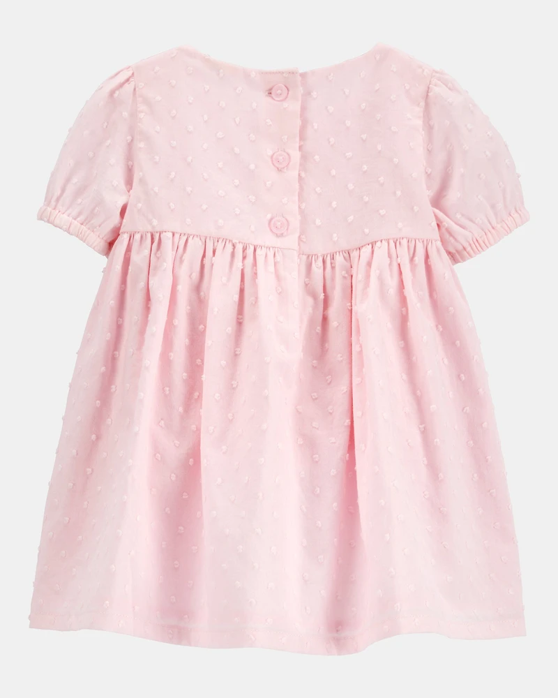 Baby Textured Babydoll Dress- Pink
