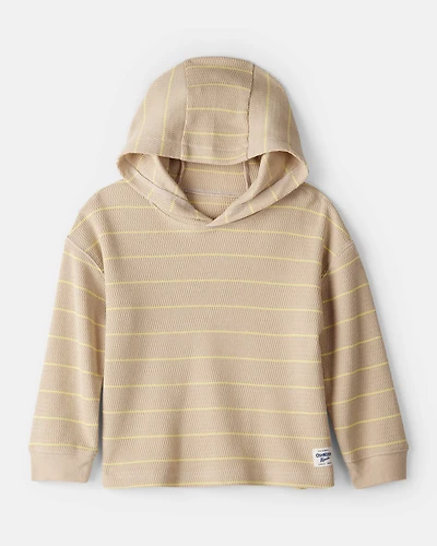 Toddler Striped Long-Sleeve Hooded Top - Beige
