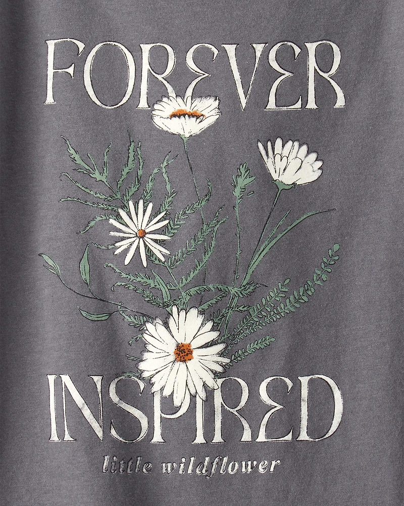 Girls Wildflower Short-Sleeve Graphic Tee - Grey