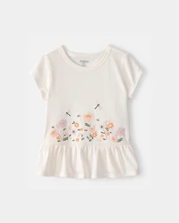 Toddler Girl Floral Embroidered Top - Ivory