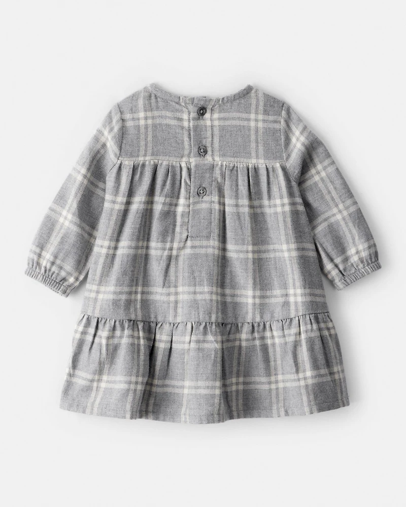 Baby Girl 2-Piece Plaid Sherpa Vest & Dress Set