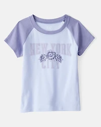 Girls 2-Piece New York Short-Sleeve Graphic Tee & Flare Pants Set - Blue