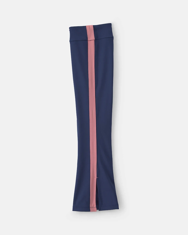 Girls Pull-On Stretch Active Flare Leggings - Navy Blue/Pink