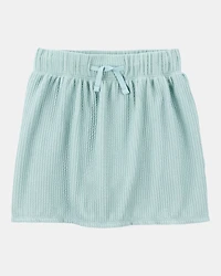 Kid Ribbed Textured Drawstring Skort -  Green