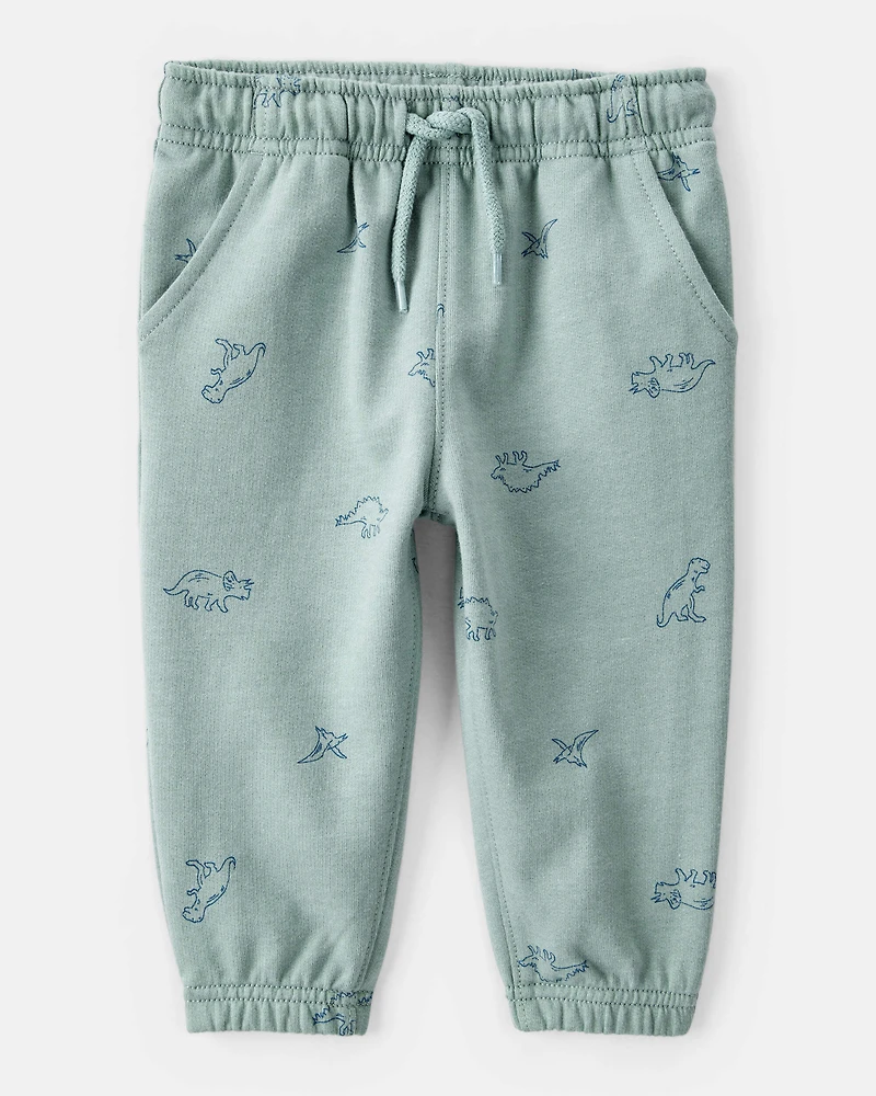 Baby Boy DayDream Fleece Dinosaur Print Long-Sleeve Tee & Pant Set