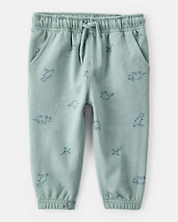 Baby Boy DayDream Fleece Dinosaur Print Long-Sleeve Tee & Pant Set