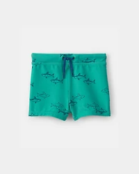 Baby Boy 2-Piece Shark Rashguard Swimsuit Set - Green/Cream