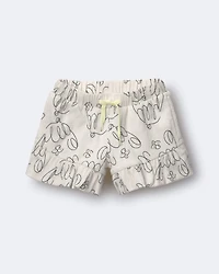 Toddler Girl Ruffle Butterfly Shorts in Dog Print - Cream