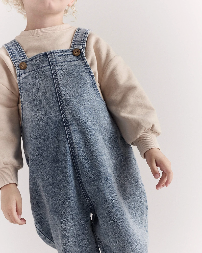 Toddler Avenue Wash Denim Overalls - Blue