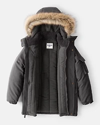 Boys Hooded Heavyweight Winter Jacket - Grey