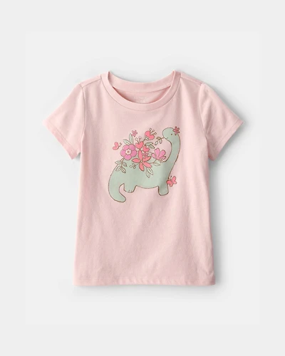 Toddler Girl Dinosaur Floral Graphic Tee - Pink