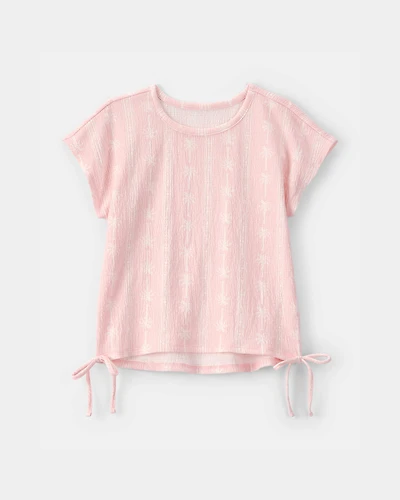 Girls Palm Tree Crinkle Top - Pink