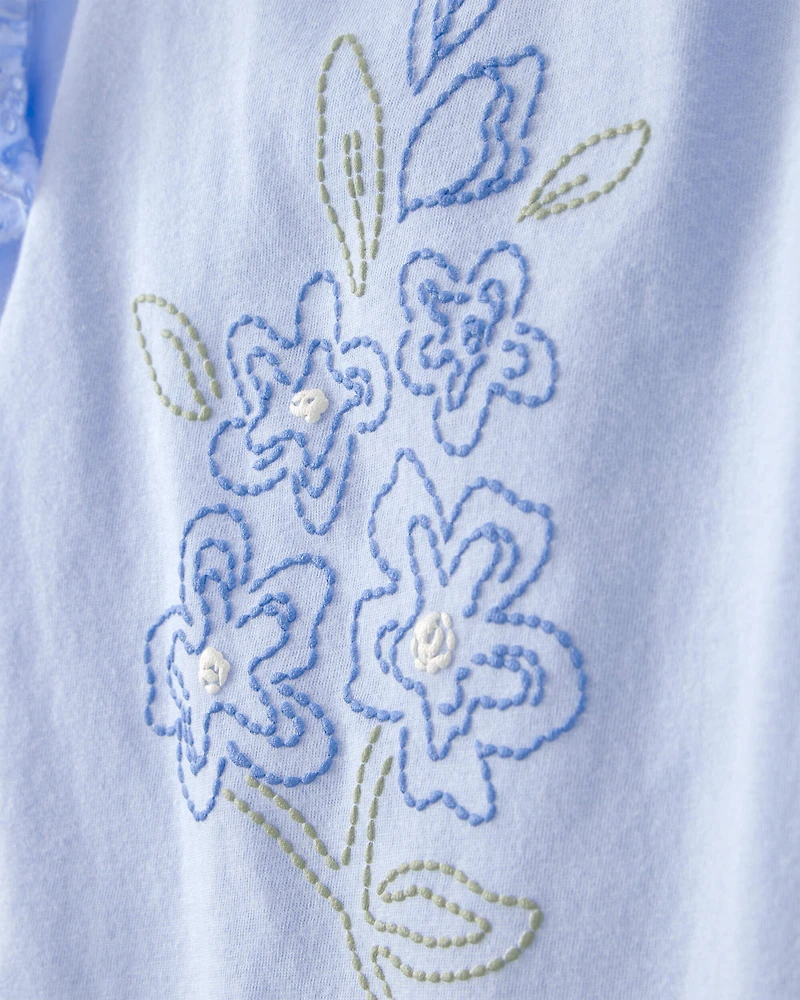 Toddler Girl 2-Piece Floral Top & Skort Set - Blue