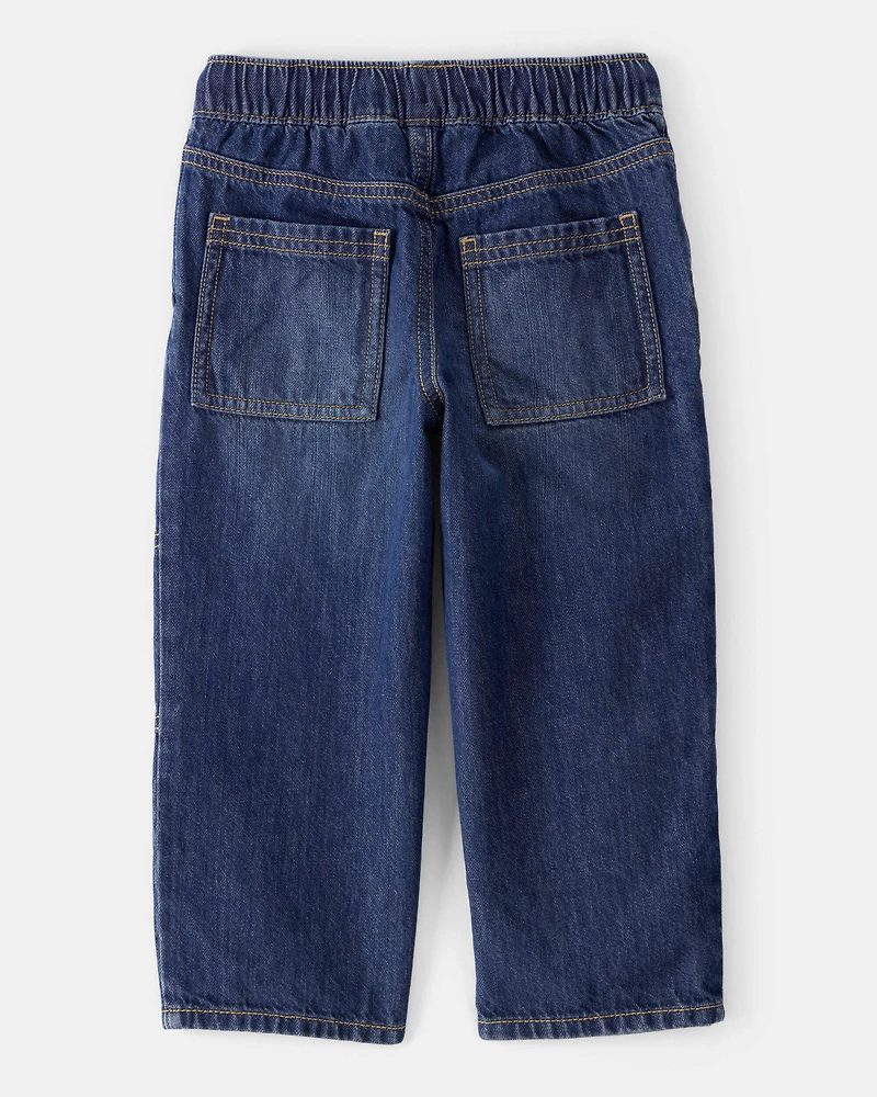 Toddler Boy  Wide-Leg Pull-On Denim Jeans - Dark Wash