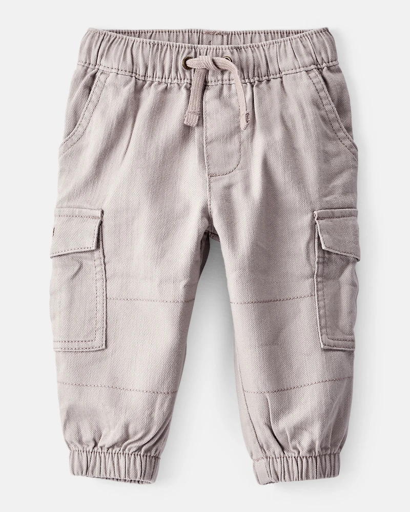 Baby Boy  Cotton Twill Pull-On Cargo Joggers - Grey