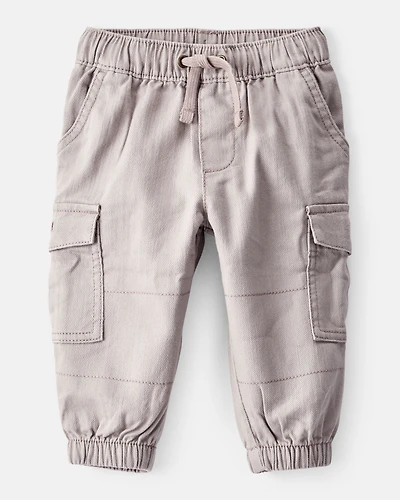 Baby Boy  Cotton Twill Pull-On Cargo Joggers - Grey