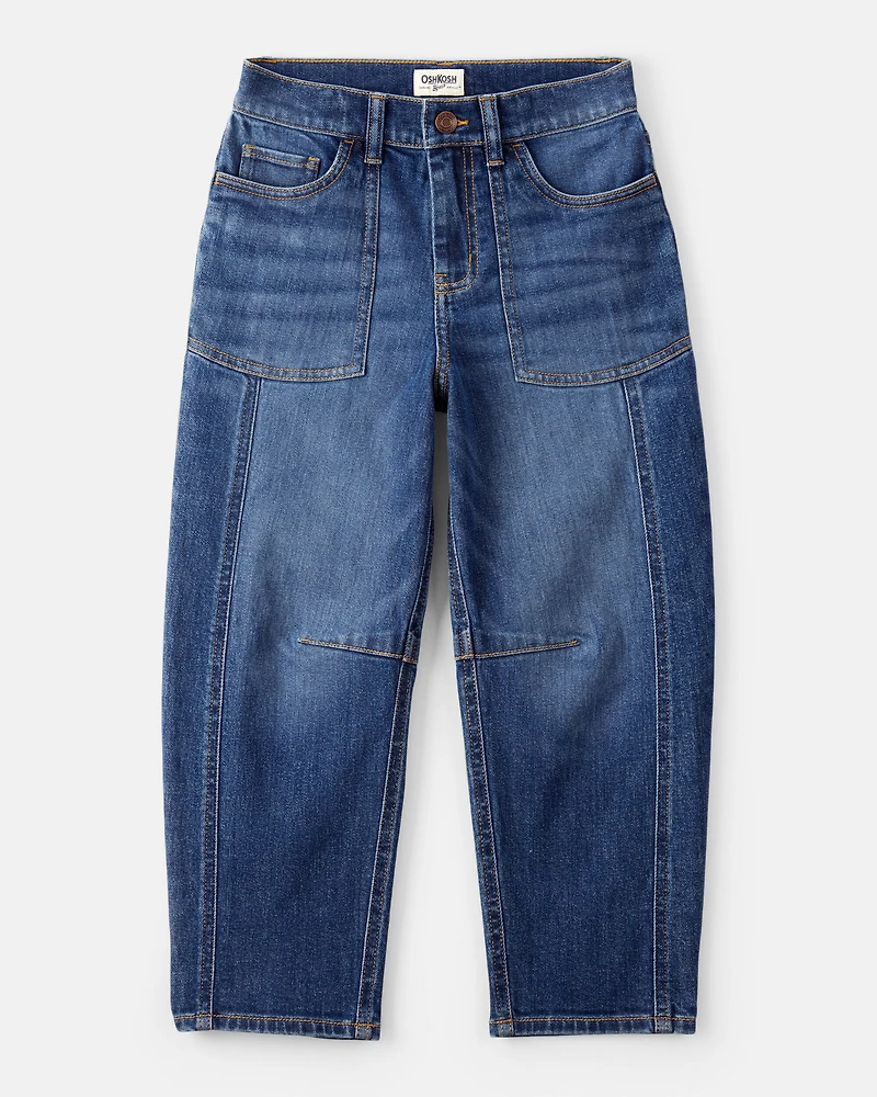 Girls Denim Barrel Jeans - Blue