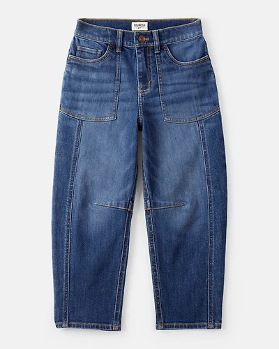 Girls Denim Barrel Jeans - Blue