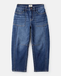 Girls Denim Barrel Jeans - Blue