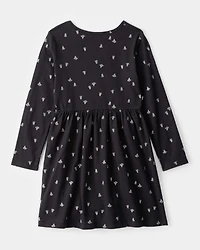 Girls Halloween Ghost Long-Sleeve Dress - Black