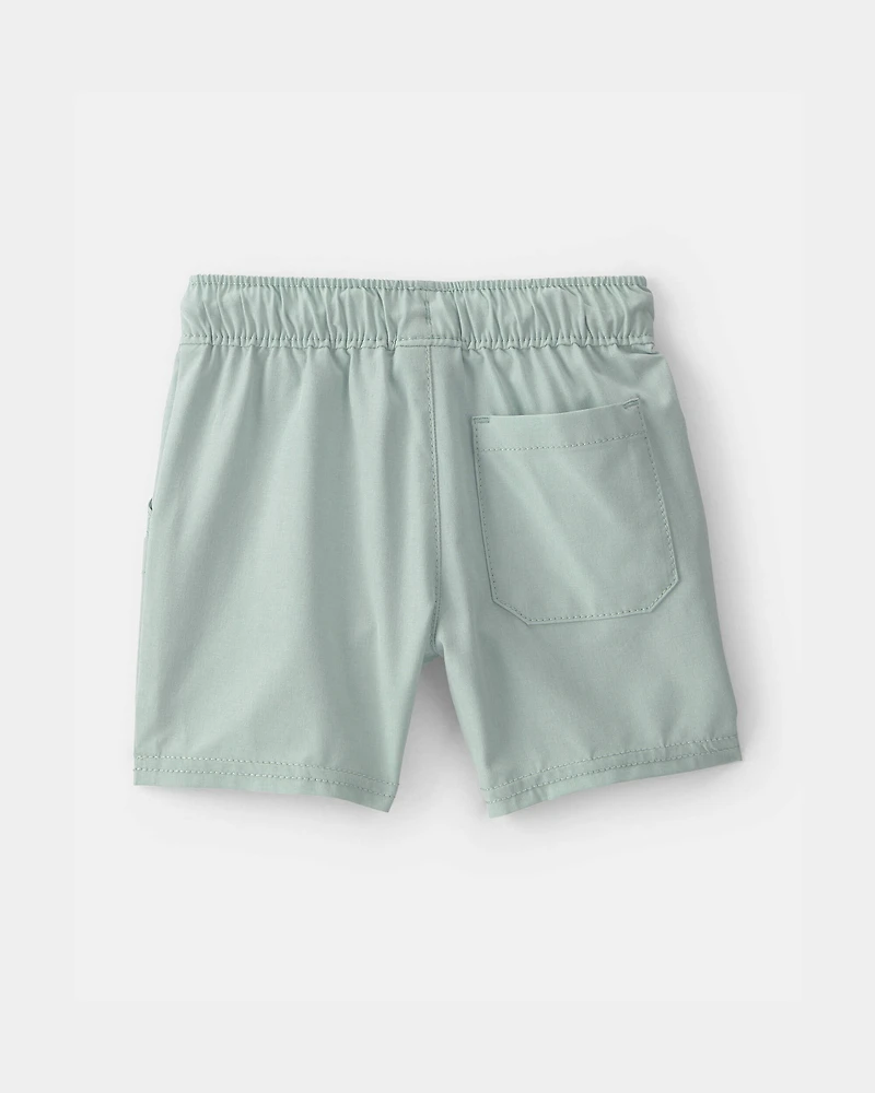 Baby Boy Poplin Drawstring Utility Shorts - Green