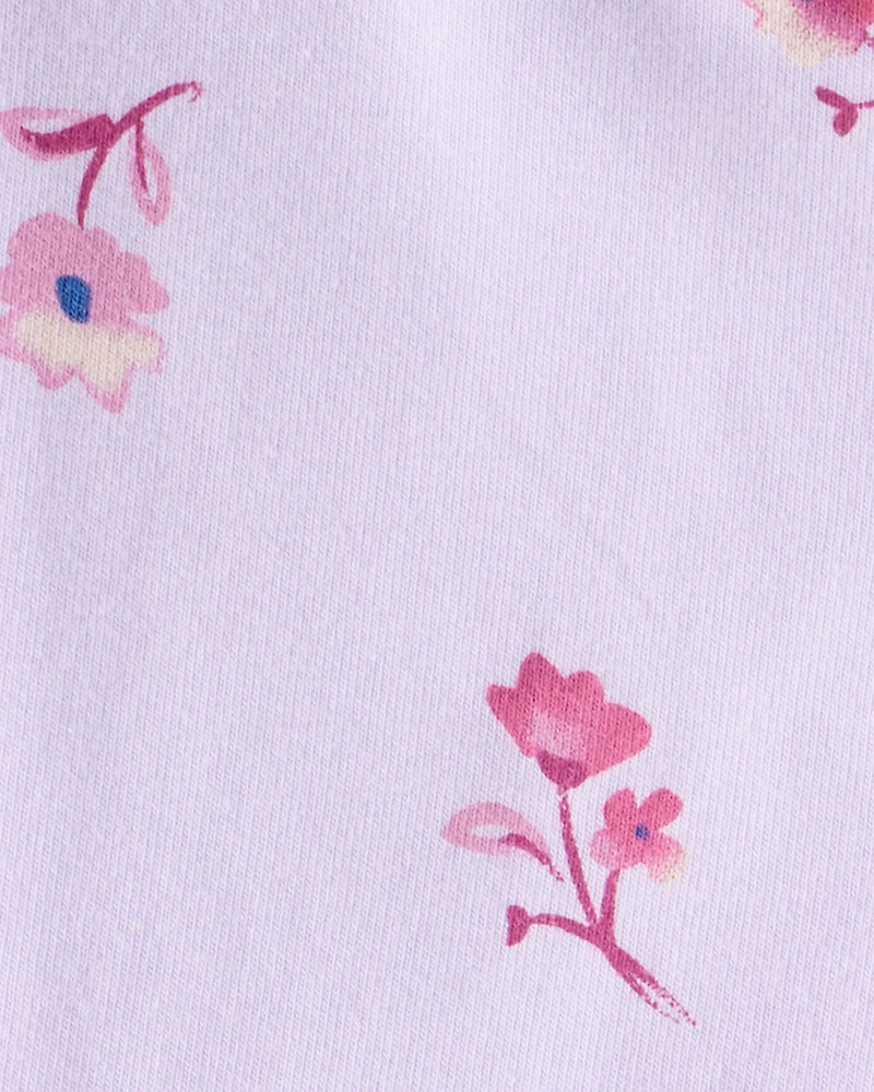 Baby Girl 2-Piece Floral Long-Sleeve Top & Flared Leggings Set - Purple