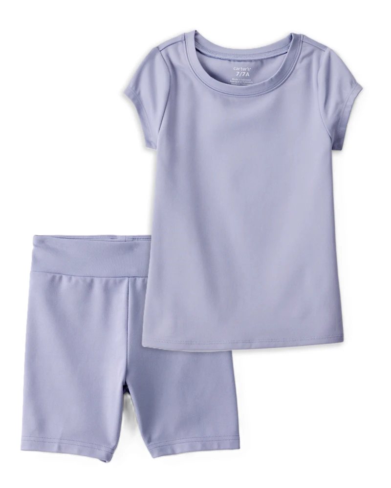 Girls Short-Sleeve Peplum Set - Blue