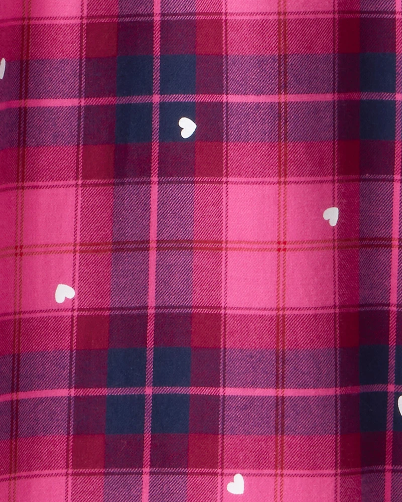 Girls Flannel Plaid Bottoms - Pink