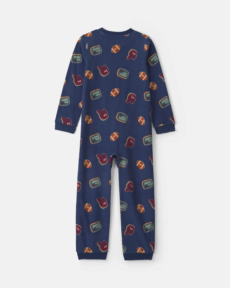 Boys 1-Piece Varsity Fleece Loose Fit Pajama - Navy Blue