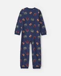 Boys 1-Piece Varsity Fleece Loose Fit Pajama - Navy Blue