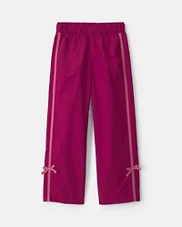 Girls Nylon Track Pants - Burgundy