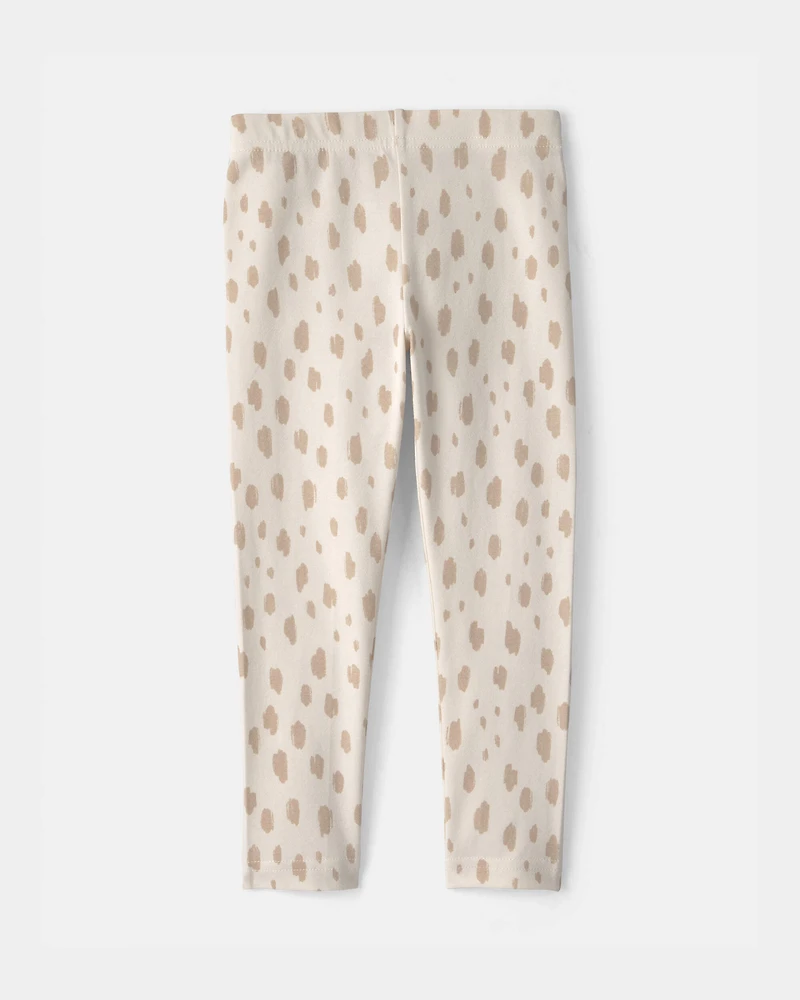 Toddler Girl Dots Pull-On Stretch Leggings - Cream