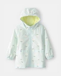 Toddler Girl Floral Raincoat - Blue
