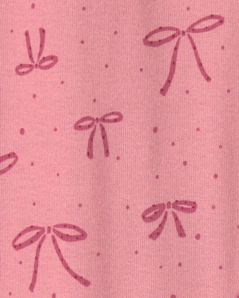 Toddler Girl 1-Piece Bows 100% Cotton Snug Fit Footed Pajama - Pink