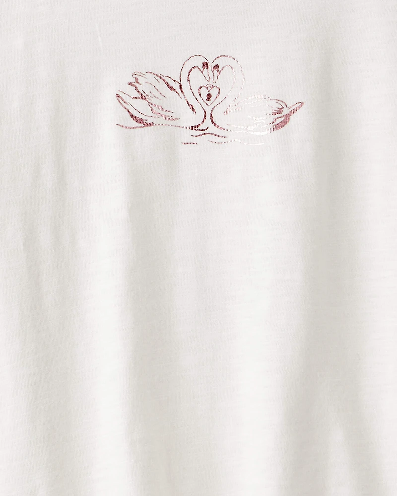 Girls Good Luck Charm Cotton Short-Sleeve Graphic Tee - White