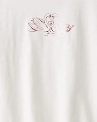 Girls Good Luck Charm Cotton Short-Sleeve Graphic Tee - White