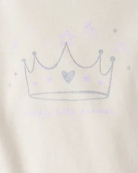 Baby Girl 'Daddy's Little Princess' Star Print Cotton Long-Sleeve Bodysuit & Pant Set - White/Purple