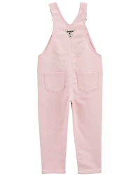 Toddler Knit Denim Hickory Stripe Overalls - Pink