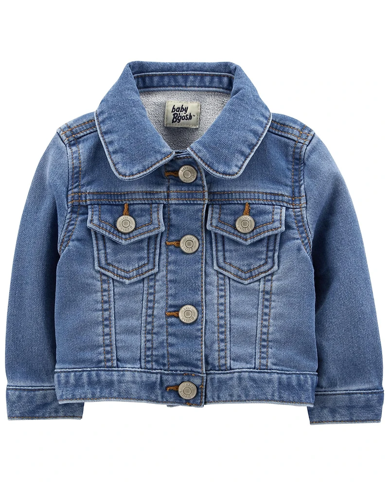 Baby Girl Knit-Like Denim Jacket - Dark Wash