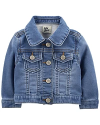 Baby Girl Knit-Like Denim Jacket - Dark Wash