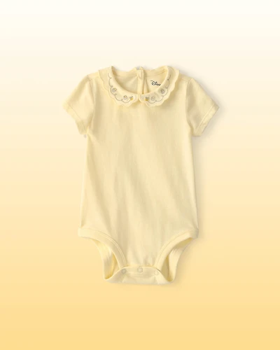 Baby Girl Disney© Winnie the Pooh Embroidered Scalloped Collar Bodysuit - Yellow