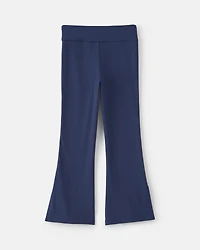 Girls Pull-On Stretch Active Flare Leggings - Navy Blue/Pink