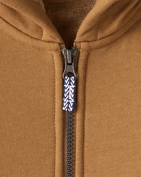 Toddler Boy Long-Sleeve Hooded Zip-Up Jacket - Brown