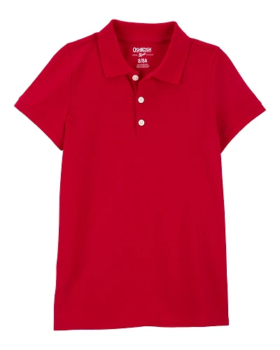 Girls Pique Cotton Uniform Polo - Ruby
