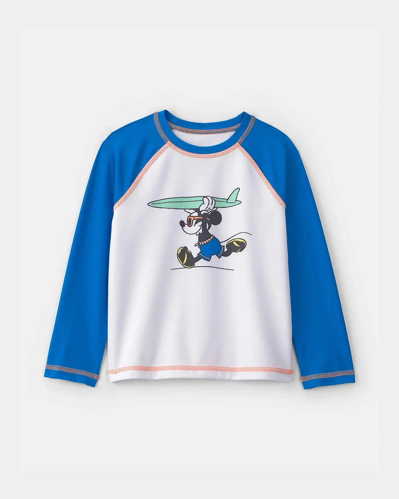 Toddler Boy 2-Piece Disney© Mickey Mouse Rashguard & Swim Trunk Set - Blue/White