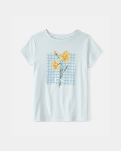 Girls Floral Graphic Tee - Blue