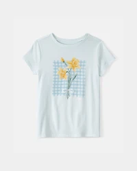 Girls Floral Graphic Tee - Blue