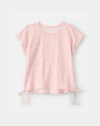 Girls Palm Tree Crinkle Top - Pink
