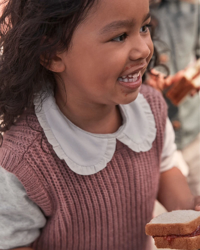 Toddler Girl 2-Piece Sleeveless Sweater Top & Floral Print Cotton Skirt Set - Multi